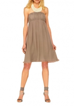 Marken Cocktailkleid mit Perlen in Taupe