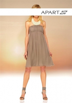 Marken Cocktailkleid mit Perlen in Taupe