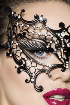 Metallmaske mit Strass-schwarz