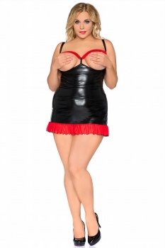 Wetlook Chemise Schwarz/Rot