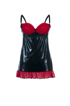 Wetlook Chemise Schwarz/Rot