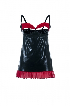 Wetlook Chemise Schwarz/Rot