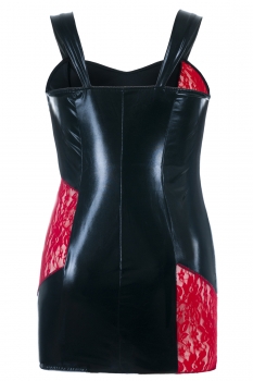 Wetlook Minikleid mit Spitze Rot