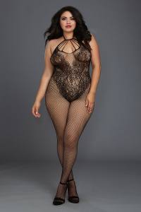 Bodystocking schwarz mit Riemchen