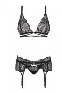 Dreiteiliges Dessous-Set mit Riemchen