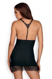 Feminine Chemise mit Spitze in schwarz