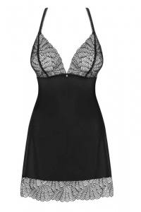 Feminine Chemise mit Spitze in schwarz