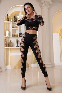 Gogo Set mit Top + Leggings schwarz