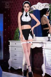 Hausmädchen Maid Set mit Netzstrümpfe