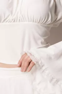 Jersey Bluse mit Trompetenärmeln weiß