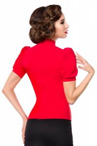 Jersey-Bluse Rot mit Puffärmeln
