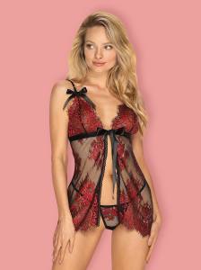 Rotes Babydoll mit Wimpernspitze