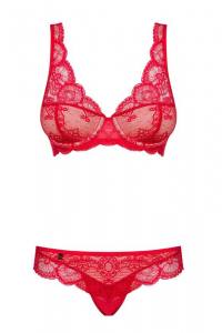 Rotes Dessous-Set mit Bügel-BH & String