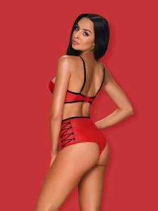 Rotes Wetlook Dessous Set