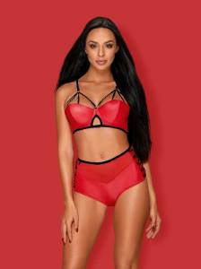 Rotes Wetlook Dessous Set