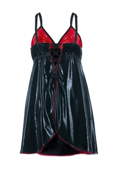 Wetlook Kleid schwarz mit Spitzen Cups