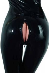 Sexy Latex-Overall schwarz mit Stehkragen