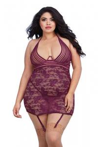 Spitzen Chemise mulberry mit sexy Dekolleté