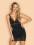 Schwarzes Chemise mit transparenter Spitze