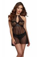Transparente Babydoll mit Kunstl...