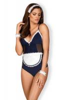 Das Kostüm ist mit weißer Spitze...